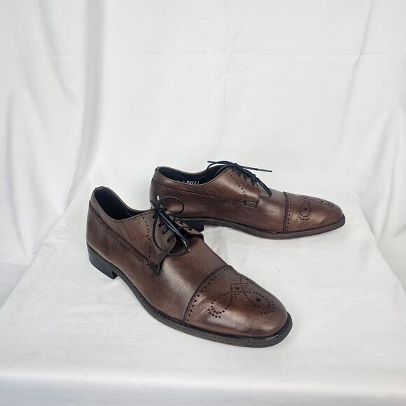 J.L. Rocha Men’s Handmade Cap Toe Derby Shoes Brown Leather Size 9.5M Mexico - Picture 3 of 9